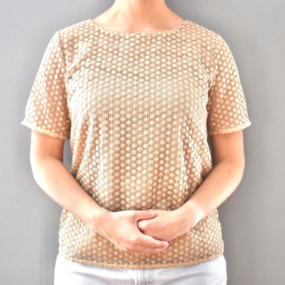 DIANE von FURSTENBERG Gold Brylee Metallic Evening Business Casual Blouse